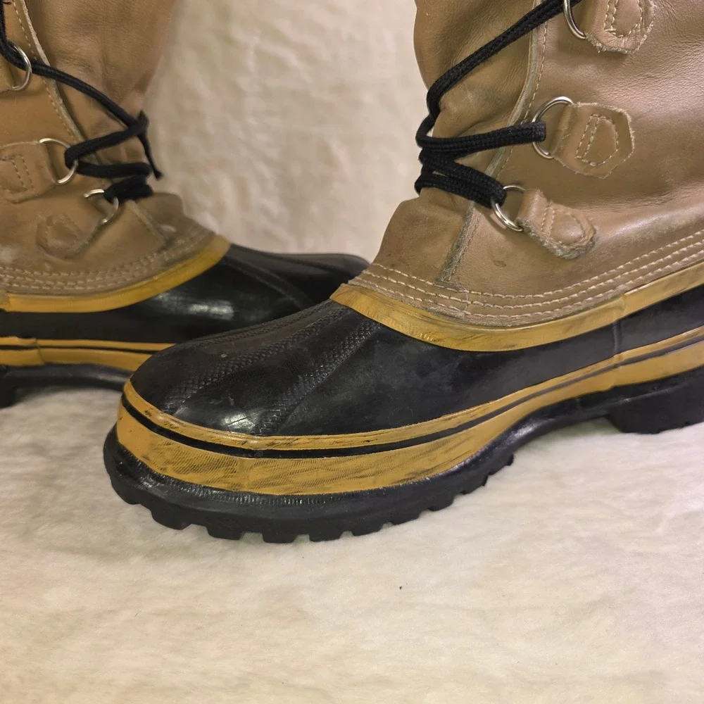 VTG Sorel Caribou Kaufman Winter Boots Duck Leather Wool Liners Mens 8 9